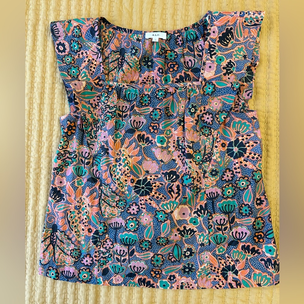 A.L.C Flutter Sleeve Square Neck Top Size S - image 2